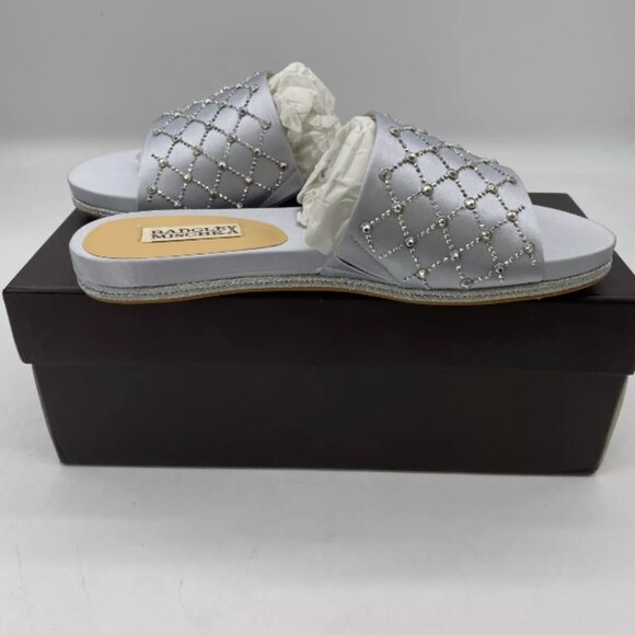 Badgley Mischka Shayna Sliver Jeweled Slide Flat Sandals Women's Sz 7 M - Picture 4 of 6